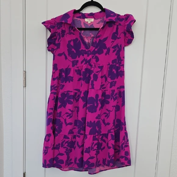 Umgee Pink and Purple Floral Dress - Picture 1 of 5